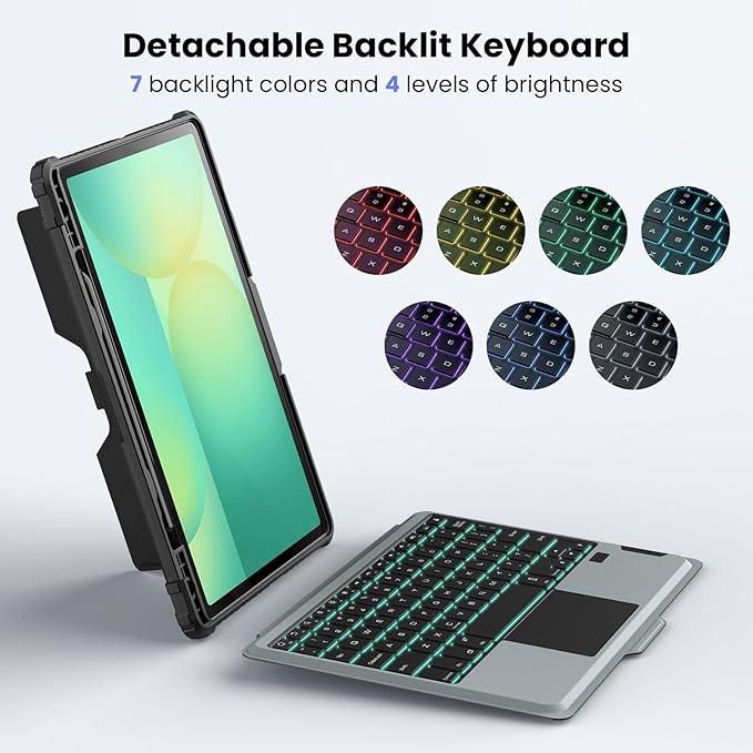 Nillkin for Samsung Galaxy Tab S10 FE Detachable Keyboard Case with 7 Backlit, Kickstand, Trackpad, S Pen Holder, for Samsung Tablet S10 FE Keyboard 10.9 inch