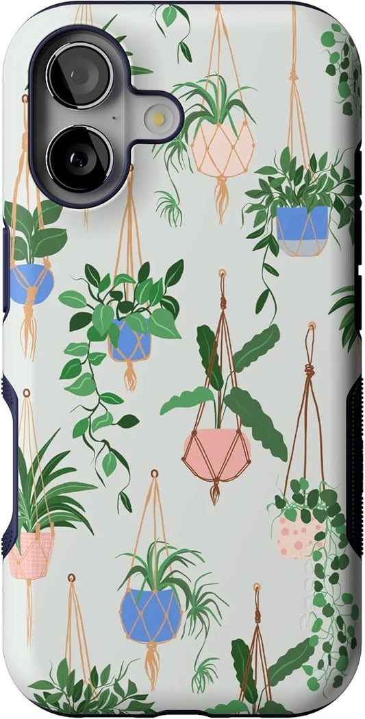 Casely iPhone 17 Case | Hanging Around | Potted Plants Floral | Bold Protective Design | Compatible with MagSafe
