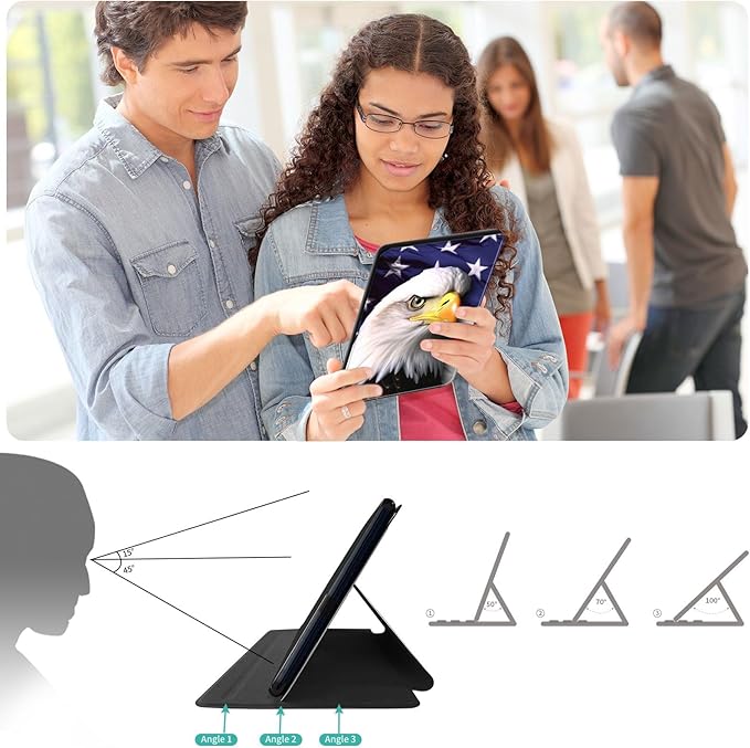 Case for Lenovo Tab P11 Plus Case 2021 (TB-J616F / J616X), 360 Degree Rotating Folding Stand,with Auto Sleep/Wake Case for Lenovo Tab P11 11” 2020 (TB-J606F TB-J606X),American Flag Eagle