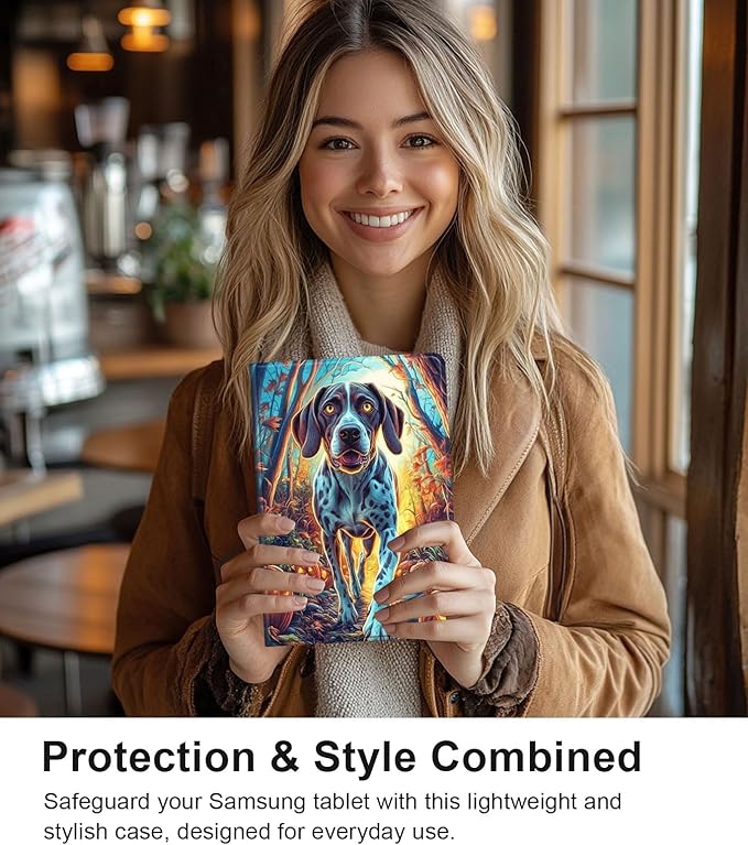 Case for Samsung Galaxy Tab S10 Ultra/Galaxy Tab S9/S8 Ultra 14.6-Inch, Slim PU Leather Stand Cover with Auto Wake/Sleep, Multi-Angle Viewing & Shockproof, Shorthaired Pointer