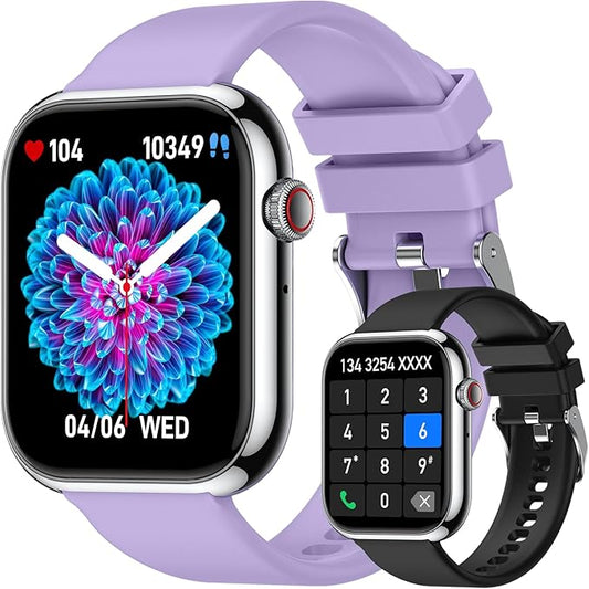 Smart Watch for Men Women Fitness: Waterproof Make/Answer Call Smart Watches for Men Digital Mens watches Step Tracker Smartwatch Android Phones iPhone Samsung Compatible Heart Rate Monitor Purple