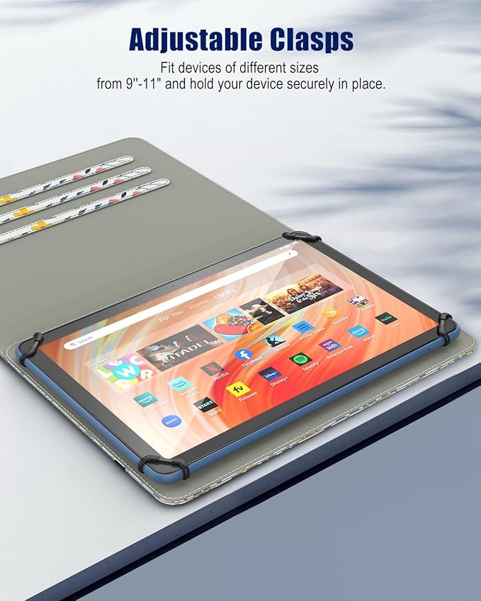 TiMOVO Universal Case for 9-11 Inch Tablet, 360 Degree Rotating Stand Protective Cover with Pen Pocket for 9 10 10.1 Inch Android Touchscreen Tablet, Flowers