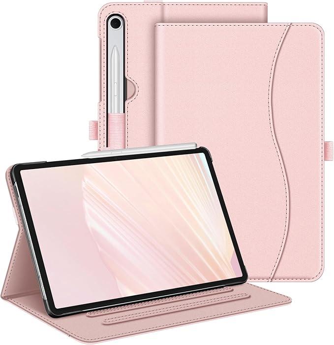 Fintie Case for Samsung Galaxy Tab S10 Lite/ S10 FE/ S9 FE 5G 10.9 Inch/Tab S9 11 Inch with S Pen Holder, Multi-Angle Viewing Protective Cover with Pocket, Auto Sleep/Wake, Rose Gold