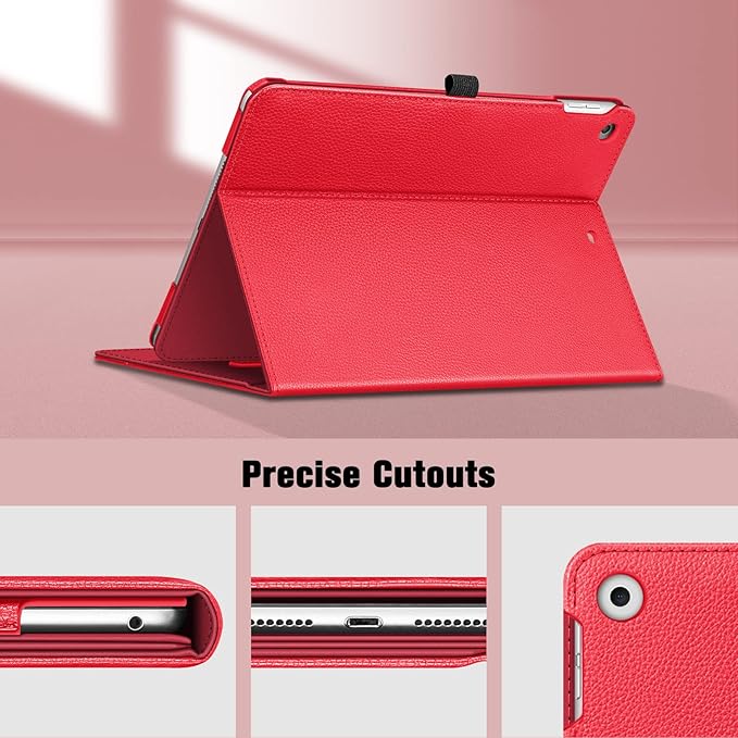 Fintie Case for iPad 9th / 8th / 7th Generation (2021/2020/2019) 10.2 Inch - [Corner Protection] Multi-Angle Viewing Stand Cover with Pocket & Pencil Holder, Auto Sleep Wake, Red