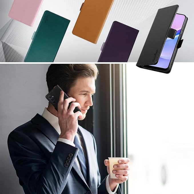 Wallet Flip Case for Samsung Galaxy A15 5G - [RFID Blocking] Luxury PU Leather Card Holder Magnetic Phone Cover with Kickstand,Shockproof Protective Case,Black