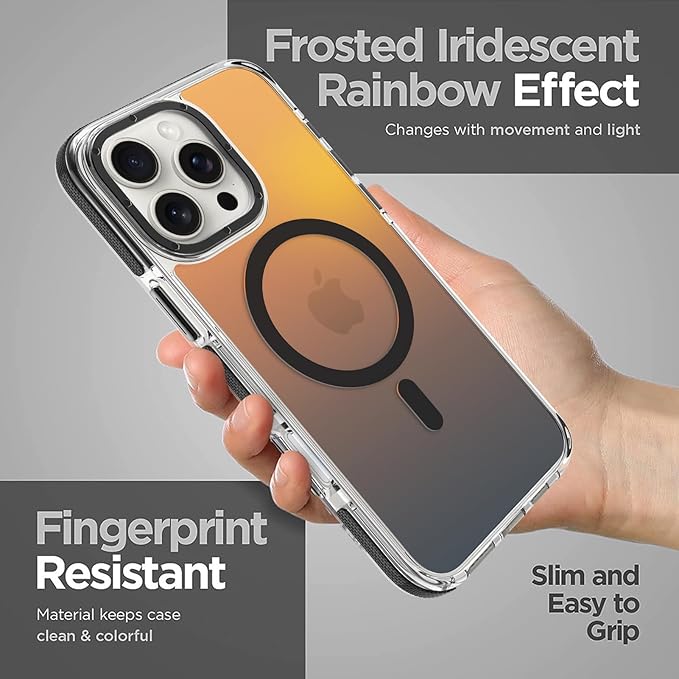 MOWIME Magnetic Case for iPhone 16 Pro Max [Compatible with Magsafe] [Cute Fashion Fluorescent Design] [1 Screen Protector] Slim Translucent Matte Case for iPhone 16 Pro Max 6.9" 2024, Black
