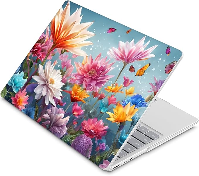 Tuiklol Case for 12.4 Inch Microsoft Surface Laptop Go 3/2 / 1 2023-2020 Releases, Plastic Hard Shell Case with Screen Protector and Keyborad Cover +Dust Plugs Model 2013/1943,Multicolored Floral