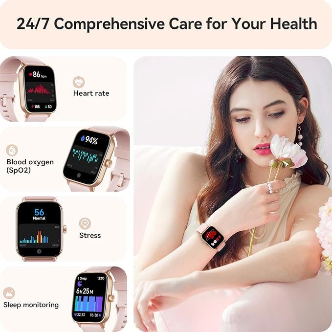 Smart Watch for Women Android & iPhone, Alexa Built-in, IP68 Waterproof Activity Fitness Tracker with Bluetooth Call (Answer/Make), 1.8" Smartwatch with Heart Rate/SpO2/Sleep Monitor, 100+ Sports Mode