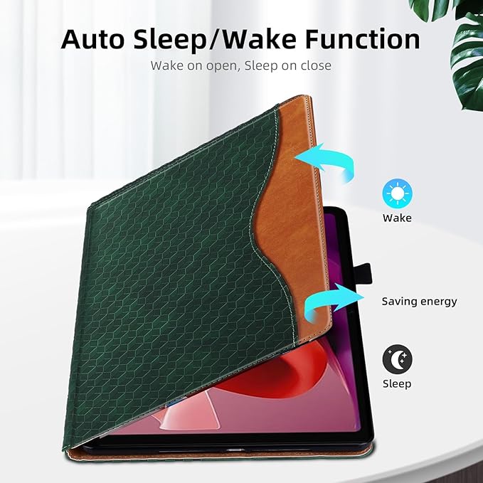 Case for Lenovo Xiaoxin Pad Pro 12.7" 2025 Retro Folio Cover for Xiaoxin Pad Pro 12.7 inch with Hand Strap,Multi-Angle Stand Cover PU Leather with Card Pocket,Retro Green