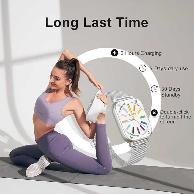 Smart Watches for Women Men Fitness Tracker Watch 2.04 HD Screen Sport Watch with ChatGpt AI Voice 3 Bands Step Counter 24/7 Heart Rate Sleep Monitor Smartwatch for Android iOS (Silver)