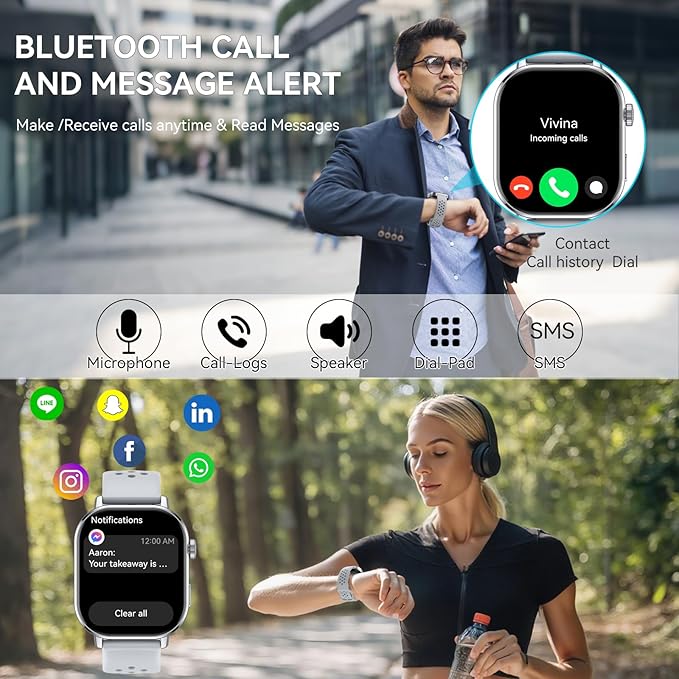 Smart Watch(Answer/Make Call), Smartwatch GPS 2.06"HD AMOLED Display, 5 ATM Water-Resistance, Heart Rate Sleep Monitor, Compass, Altitude, Barometer, 110+ Sports Modes, Fitness Watch for Android/iOS