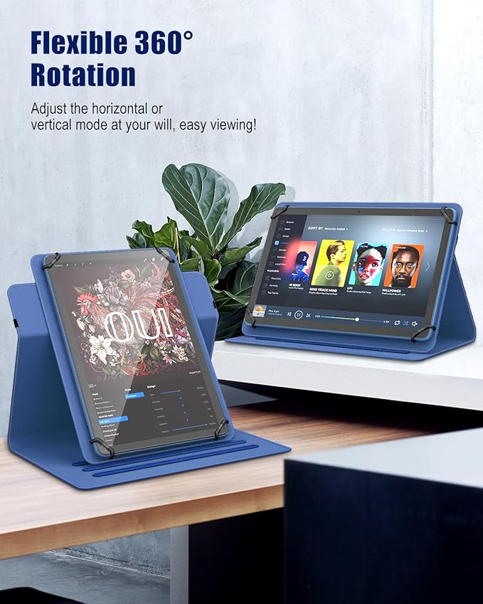 TiMOVO Universal Case for 9-11 Inch Tablet, 360 Degree Rotating Stand Protective Cover with Pen Pocket for 9 10 10.1 Inch Android Touchscreen Tablet, Bright Blue