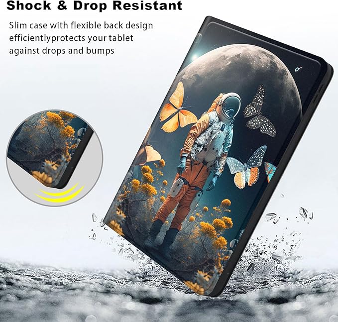 Slim Case for Samsung Galaxy Tab S10 FE / S9 FE 5G 10.9" & Tab S9 11", PU Leather Protective Cover, Multi-Angle Stand, Auto Sleep/Wake, Spaceman