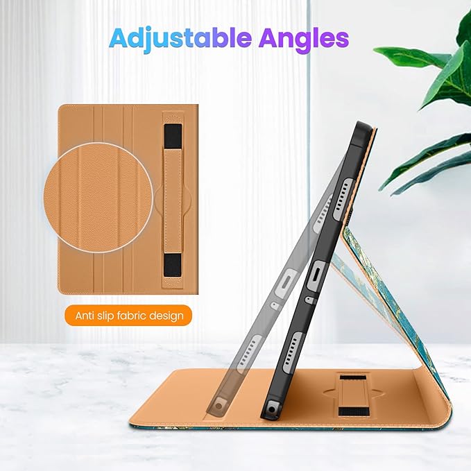 DTTO for Samsung Galaxy Tab A9 Plus 11 inch Case 2023, Premium Leather Business Folio Stand Cover with Hand Strap for Galaxy Tab A9+ 11'' 2023 Model (SM-X210/X216/X218) - Auto Wake/Sleep, Blossom