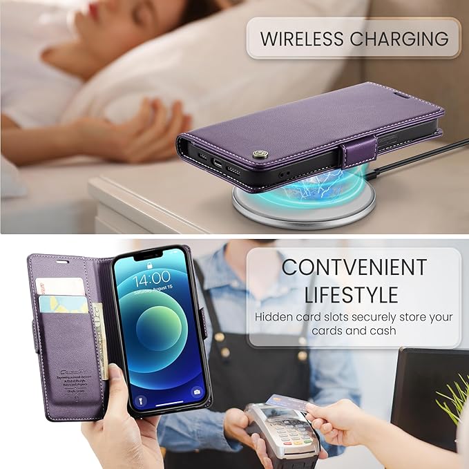 for iPhone 12 Mini Case, Premium PU Leather Wallet Case Flip Cover with [RFID Blocking][Card Holder][Stand Function] Shockproof Protective for iPhone 12 Mini 5.4 inch, Purple