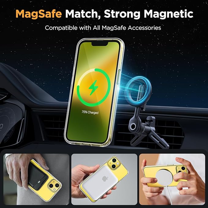 Miracase Magnetic for iPhone 14 Case 6.1 inch (Compatible with MagSafe)（with 2X Screen Protectors） Military-Grade Protection, Anti-Fingerprint Translucent Matte Phone Case Cover, Clear