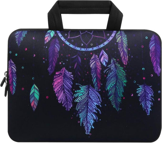 Violet Mist 11 11.6 12 Inch Laptop Sleeve Funny Dreamcatcher Pattern Laptop Carrying Bag Case with Handle Cute Protective Neoprene Notebook Tablet Computer Travel Cover Pouch Briefcase, Dreamcatcher