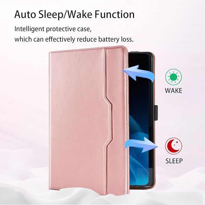 Case for Samsung Galaxy Tab S10 Lite/ S10 FE/ S9 FE 5G 10.9 Inch/Tab S9 11 Inch, PU Leather with Built-in S Pen Holder Magnetic Multi-Angle Stand Cover for Man,Woman,Rose Gold