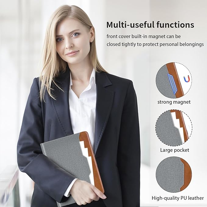 Case for Samsung Galaxy Tab S10 Ultra 2024/S9 Ultra 2023 14.6-Inch, Model SM-X920/X926B/X910/X916B, PU Leather Business Folio Cover with S Pen Holder and Pocket, Gray