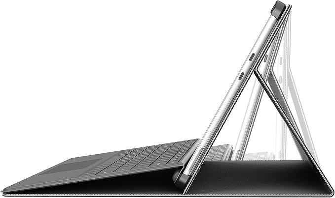 Tablet Case for 2025 New Microsoft Surface Pro 1st Edition 12-inch, PU Leather & Hard Shell Laptop Protective Cover with Multi-Angle Built-in Kickstand & Pen Holder (Grey)