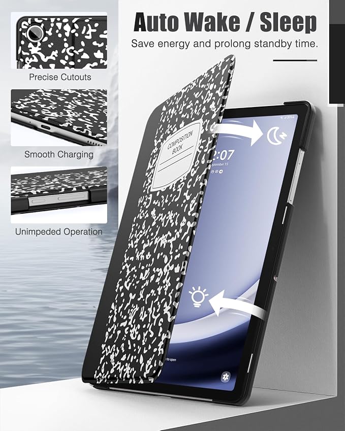 MoKo Case for Samsung Galaxy Tab A9 Plus 11-Inch 2023, Multi-Angle Viewing Slim Back Shell Protective Cover Case with Auto Wake/Sleep for Galaxy Tab A9+ Tablet SM-X210/SM-X216/SM-X218, Notebook Black