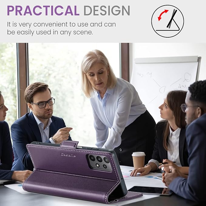 for Samsung Galaxy A23 4G/5G Case, Premium PU Leather Wallet Case Flip Cover with [RFID Blocking][Card Holder][Stand Function] Shockproof Protective for Samsung Galaxy A23, Purple