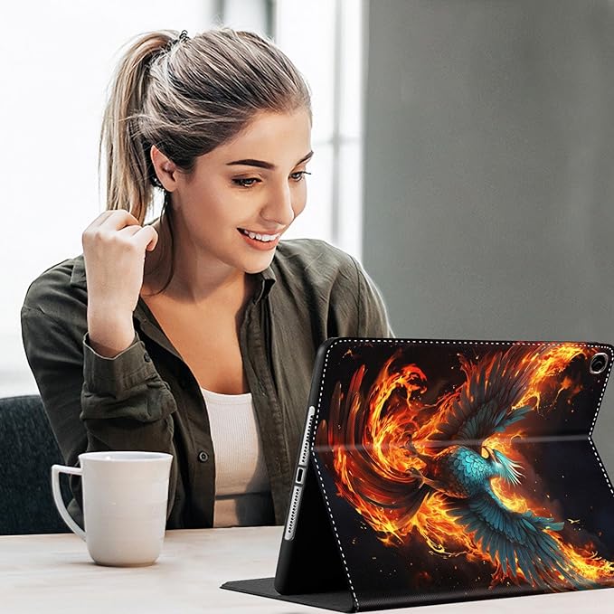 Case for Galaxy Tab A9 Plus ， Auto Sleep/Wake Multi-Angle Viewing Slim Folio Stand Cover for Samsung Galaxy Tab A9+/A9 Plus 11 Inch 2023 (SM-X210/X216/X218), Flaming Phenix