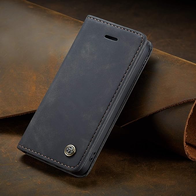 for iPhone 5 / iPhone 5S / iPhone SE (2016) Case, Flip Wallet Leather Case with Card Holder Magnetic Closure Shockproof Kickstand Protective Phone Cases Cover for iPhone 5S,Black