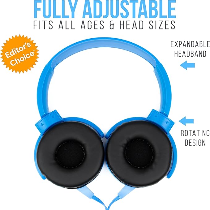 Barks Classroom Headphones with Microphone (12 Pack, Blue) - Upgraded On-Ear Bulk Headphones for Classroom: Best for Students K-12 Schools (Inline Microphone, Good Recording Quality, Durable)
