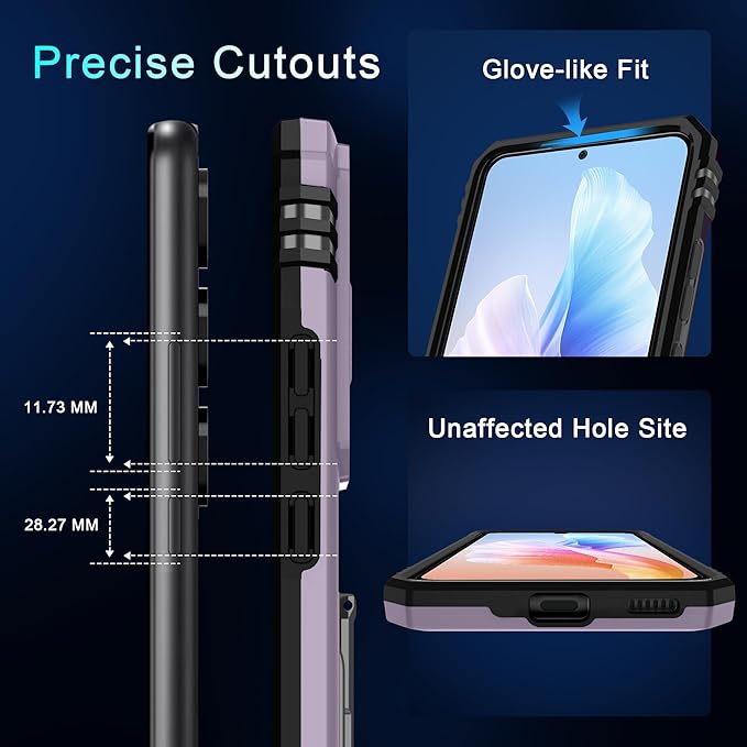 DEERLAMN Case for Samsung Galaxy S24 FE 6.7-Inch with Slide Camera Cover+Screen Protector(1 Pack), Rotated Ring Kickstand Military Grade Shockproof Protective Cover-Deep Purple