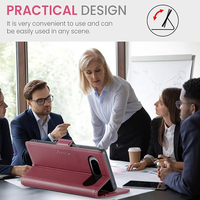 for Google Pixel 8 Case, Premium PU Leather Wallet Case Flip Cover with [RFID Blocking][Card Holder][Stand Function] Shockproof Protective for Google 8, Red