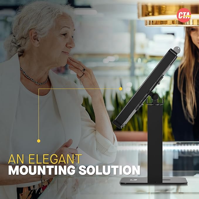 CTA Digital Sleek Rotating POS Desk Mount with Security Enclosure for iPad 10th Gen A16, iPad Air 11" M3 & M2, Pro 11", Galaxy Tab A7 & More - Black (PAD-RSDMB)