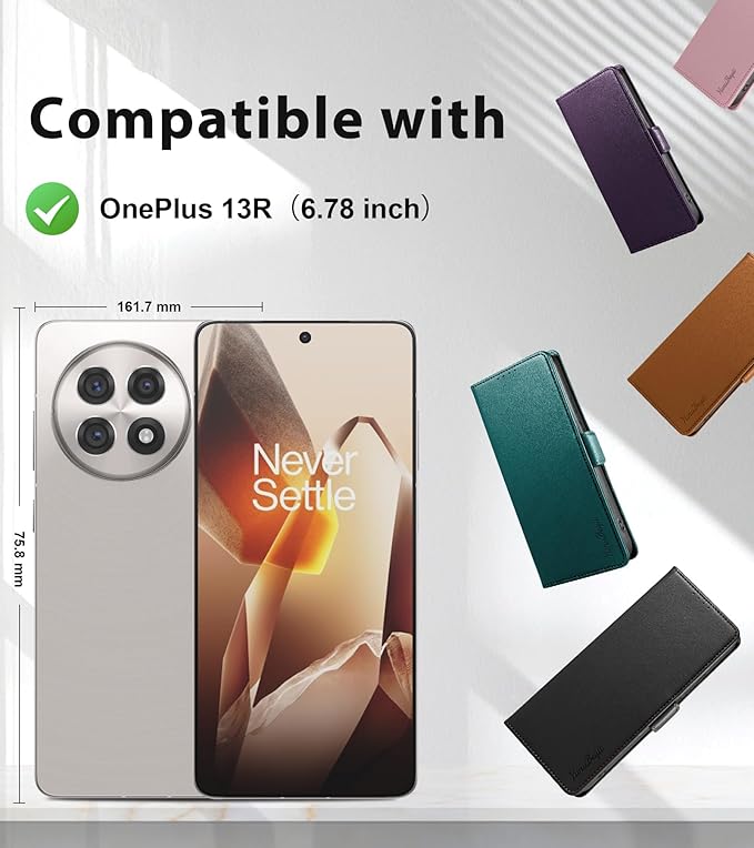 Wallet Flip Case for OnePlus 13R 5G - [RFID Blocking] Luxury PU Leather Card Holder Magnetic Phone Cover with Kickstand,Shockproof Protective Case,Green