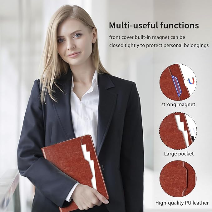 Case for Samsung Galaxy Tab S10 Plus 2024/S9 FE+/S9 Plus 12.4 Inch 2023 - Model SM-X820/X826B/X610/X616B/X810/X816B with S Pen Holder and Pocket, PU Leather Folio Stand Cover Auto Wake/Sleep, Brown