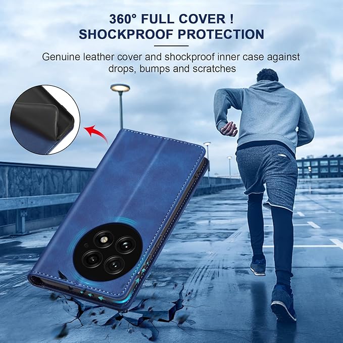 Jasonyu Flip Wallet Case for OnePlus 13 5G,Leather Magnetic Folio Cover with Card Holder,Kickstand - TPU Shockproof Durable Protective Phone Case,Blue