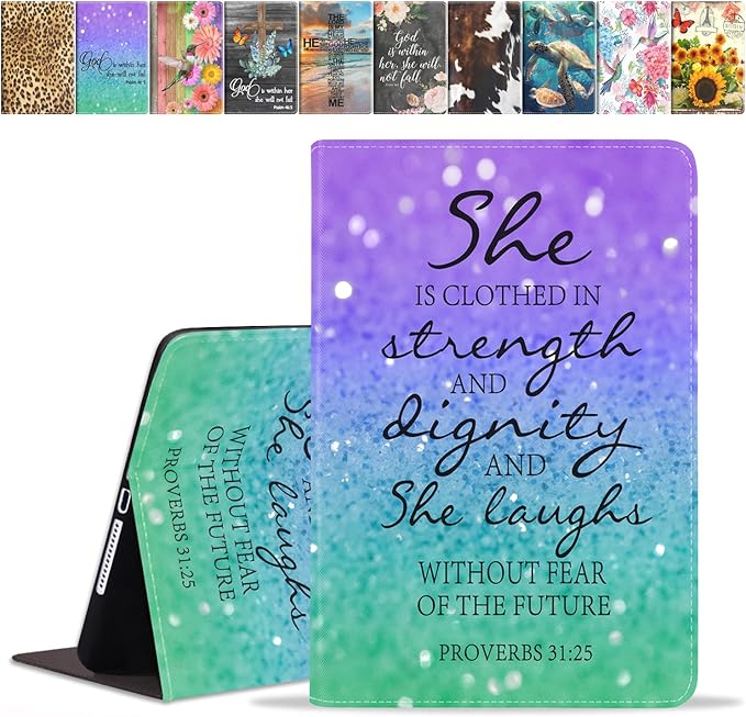 Case for Samsung Galaxy Tab A7 10.4 inch 2022/2020 (SM-T500/T503/T505/T507/T509), Premium PU Leather Stand Folio Cover with Auto Sleep/Wake, Quote Bible Verses Proverbs 31:25
