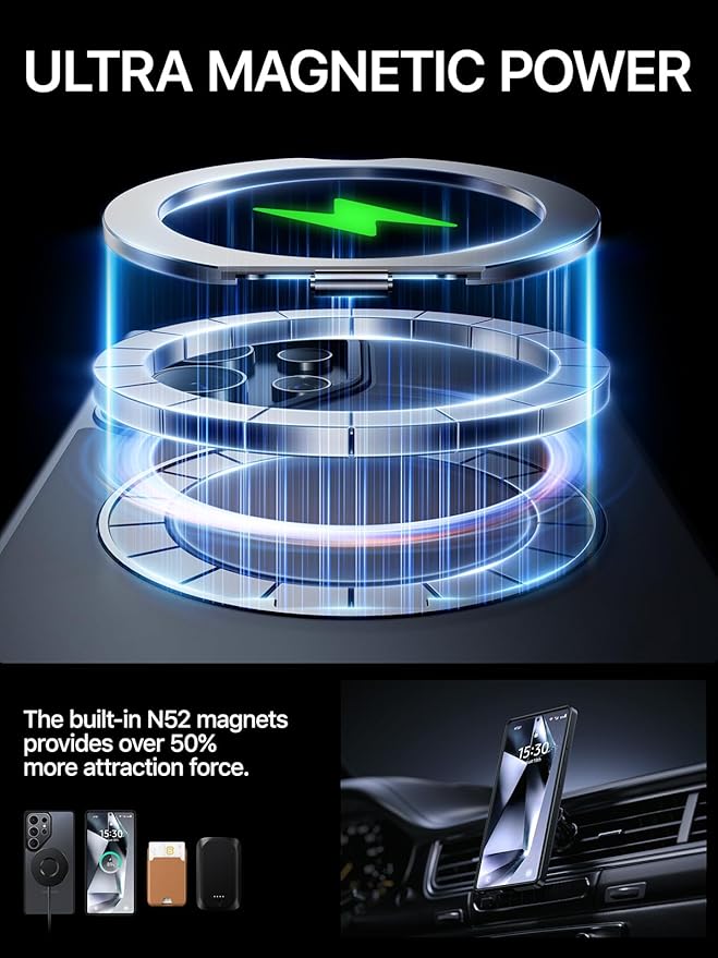 QTlier Phone case for Galaxy S24 Ultra& S25 Ultra- 360 Rotatable Magnetic Ring Stand, Military-Grade Protection, Raised Camera Frame (Black, S25 Ultra)