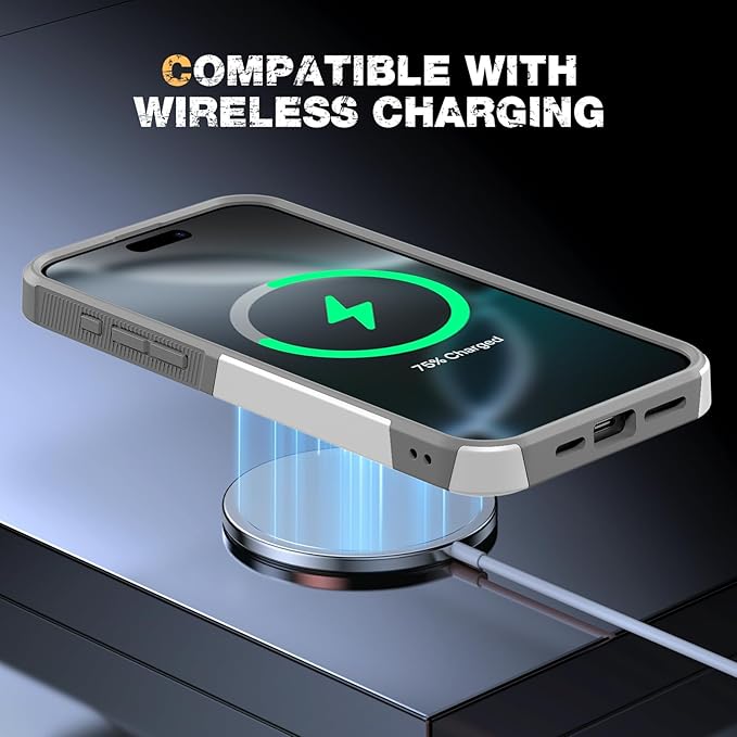 Diaclara Magnetic for iPhone 16 Pro Case, [with Privacy Screen Protector] [Anti Spy] [Military Grade Drop Protection] Heavy Duty Full-Body Shockproof Phone Case, Magnetic White