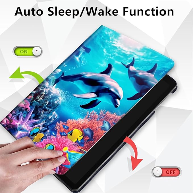 Case for Lenovo Tab P11 Plus Case 2021 (TB-J616F / J616X), 360 Degree Rotating Folding Stand,with Auto Sleep/Wake Case for Lenovo Tab P11 11” 2020 (TB-J606F TB-J606X),Deep Sea Corals Dolphin