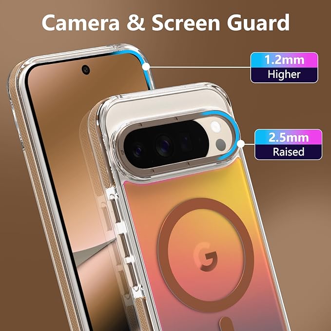 MOWIME Magnetic Case for Google Pixel 10 Pro XL [Compatible with Magsafe] [Cute Fashion Fluorescent Design] Shockproof Slim Translucent Matte Case for Pixel 10 Pro XL 6.8", Desert