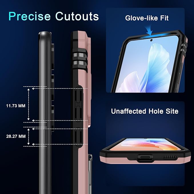 DEERLAMN Case for Samsung Galaxy S25 FE 6.7-Inch with Slide Camera Cover+Screen Protector(1 Pack), Rotated Ring Kickstand Military Grade Shockproof Protective Cover-Rose Gold