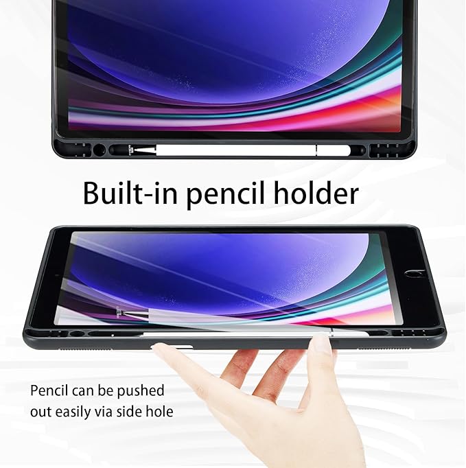 Case for Samsung Galaxy Tab S10 Lite/ S10 FE/ S9 FE 10.9 Inch/ S9 11 Inch, PU Leather Folio Case with S Pen Holder and Pocket, Auto Wake/Sleep Smart Tablet Cover, Gray