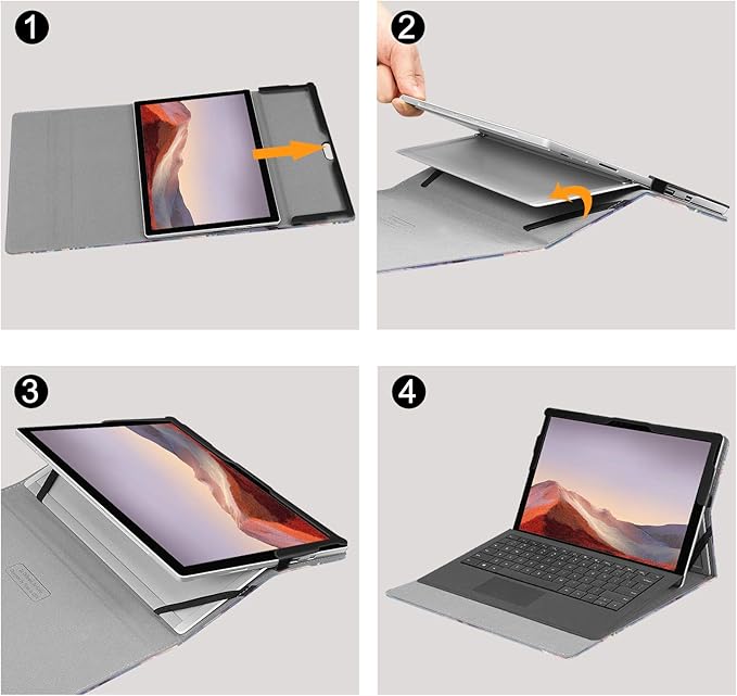 Fintie Case for 12.3 Inch Microsoft Surface Pro 7 Plus, Surface Pro 7/6/5/4/3 - Portfolio Business Cover with Pocket, Compatible with Type Cover Keyboard, Blooming Hibiscus