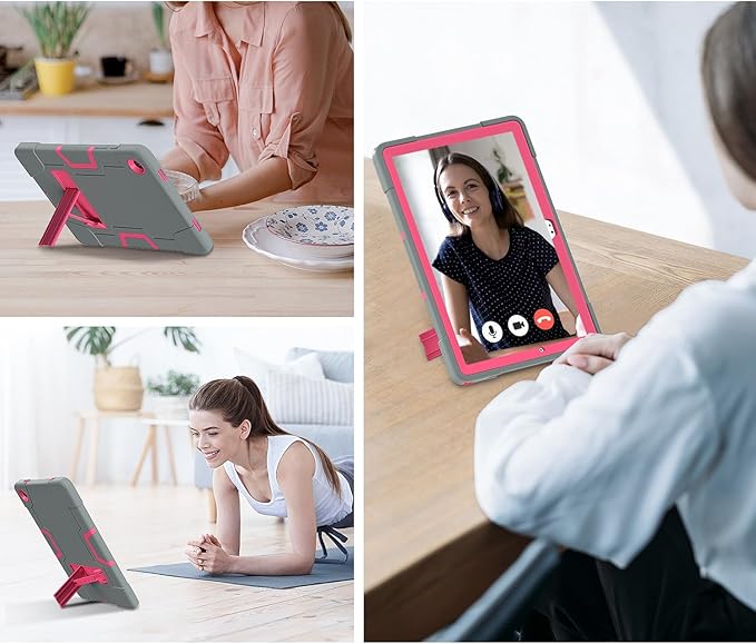 Case for Galaxy Tab A9 Plus + 11 inch (2023), High Impact Protective Heavy Duty Shockproof Kickstand Cover for Samsung Galaxy Tab A9+ Plus 11" Model (SM-X210/X215/X216), Gray+Rose Red