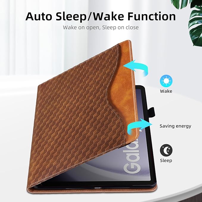 Case for Samsung Galaxy Tab A9 Plus 11 Inch Cover 2023 PU Leather Cover Multi-Angle Viewing Stand with Card Pocket for Galaxy Tab A9 Plus Case,Brown