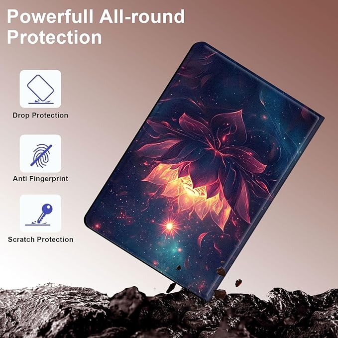 Case for Samsung Galaxy Tab A9+/A9 Plus 11” 2023 Model (SM-X210/X216/X218), Slim PU Leather Stand Cover with Auto Wake/Sleep, Multi-Angle Viewing & Shockproof, Lotus