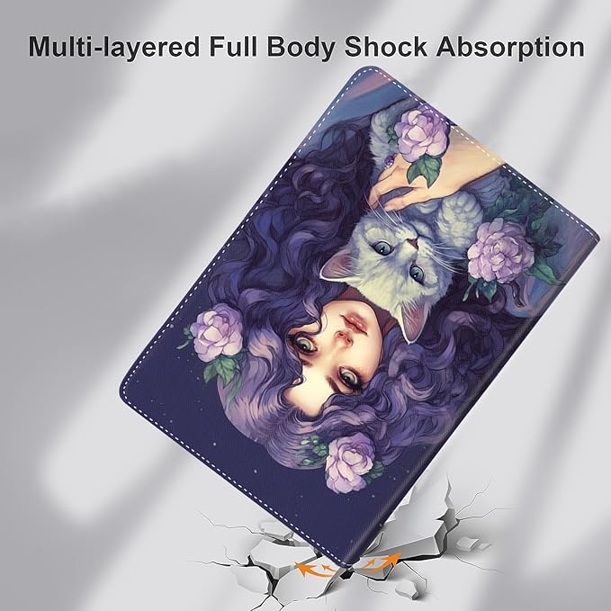 Case for Samsung Galaxy Tab A9 Plus 11 inch 2023，Slim Fit Foldable Standing Cover Case with Auto Sleep/Wake for Galaxy Tab A9+ 11’2023 (SM-X210/X216/X218)，Girl Hug Cat