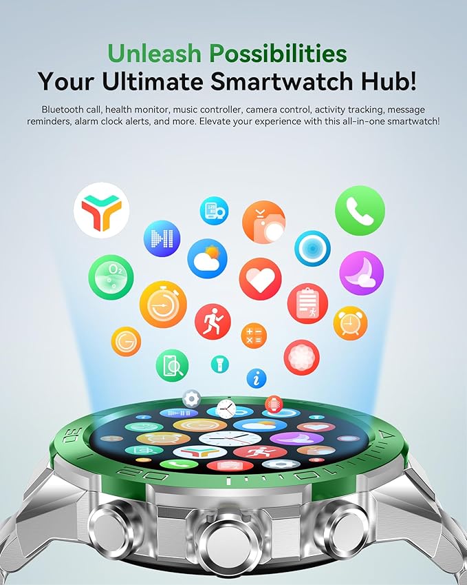 SOUYIE Military Rugged Smart Watch for Men, AMOLED 1.43" HD Screen, Bluetooth Call Answer/Make, Blood Oxygen/Heart Rate/Sleep Tracker, 7-30 Day Battery, Waterproof Fitness Tracker for iOS Android