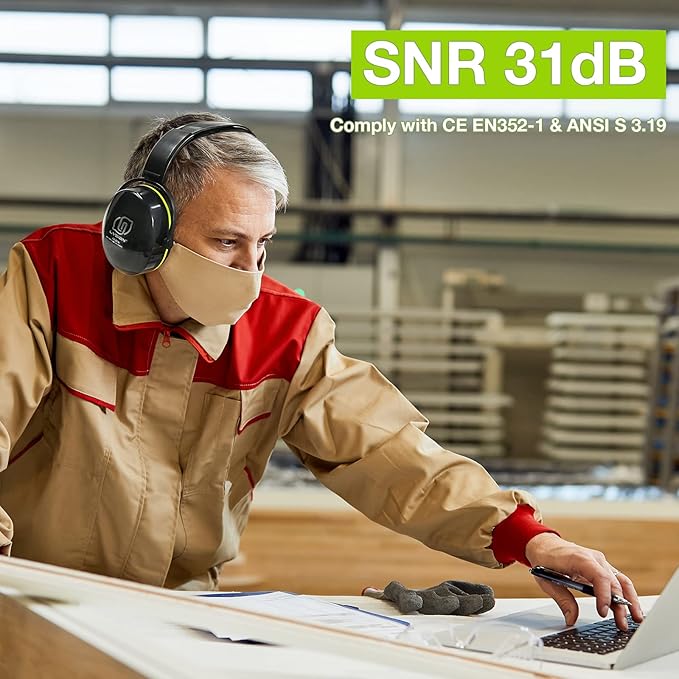 LYSIAN Foldable Noise Reduction Earmuffs, Hearing Protection Safety Ear Muffs for Shooting, Workshop,Loud Security Events