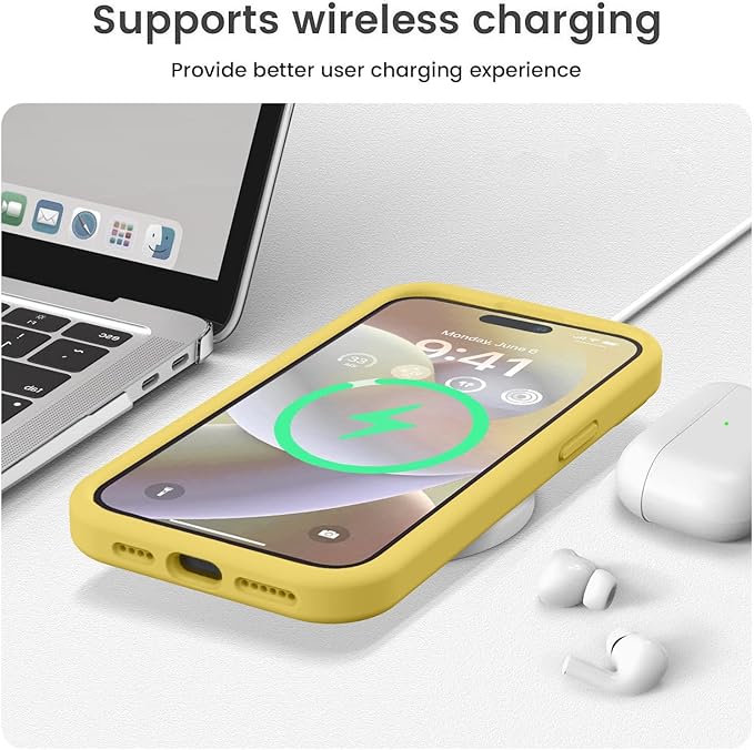 Vooii Compatible with iPhone 15 Pro Max Case, Upgraded Premium Silicone, [Camera Protection] [Soft Anti-Scratch Microfiber Lining] Shockproof Phone Case for iPhone 15 Pro Max 6.7 inch - Canary Yellow